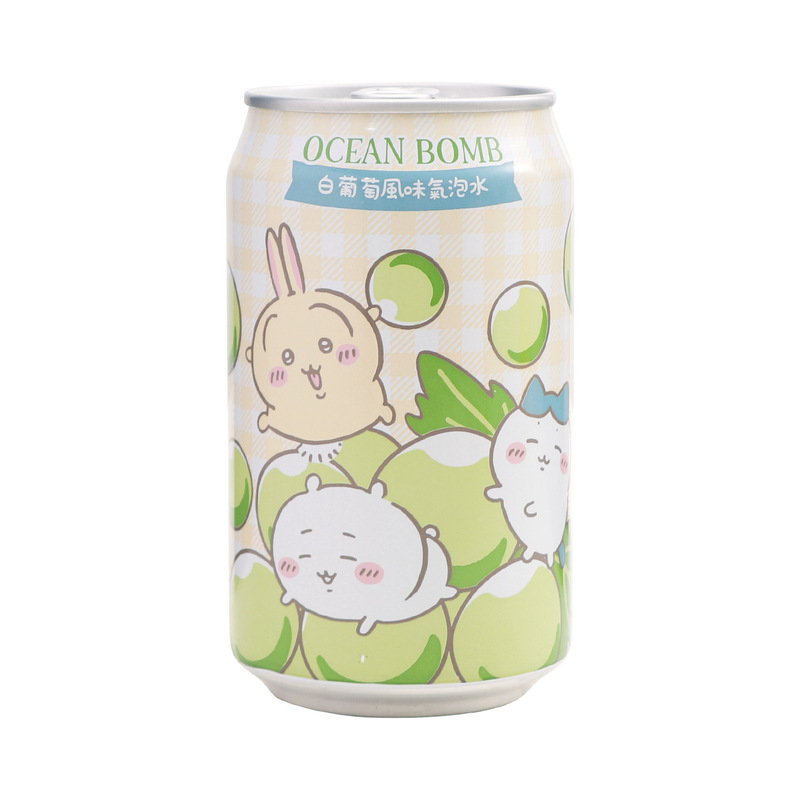 台湾 OEAN BOMB 白ぶどう風味の炭酸水 ちいかわ共同飲料 ちいかわうさち|undefined