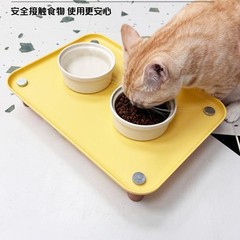 宠物餐盘猫咪饭碗餐盘增高防滑方形猫咪必备用品防漏防污吃饭饭桌