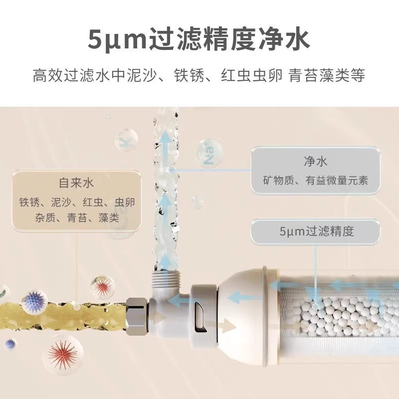 Nuevo filtro de ducha frontal transfronterizo para la belleza de la piel, agua del grifo de remoción de cloro, baño doméstico, purificador de agua de baño