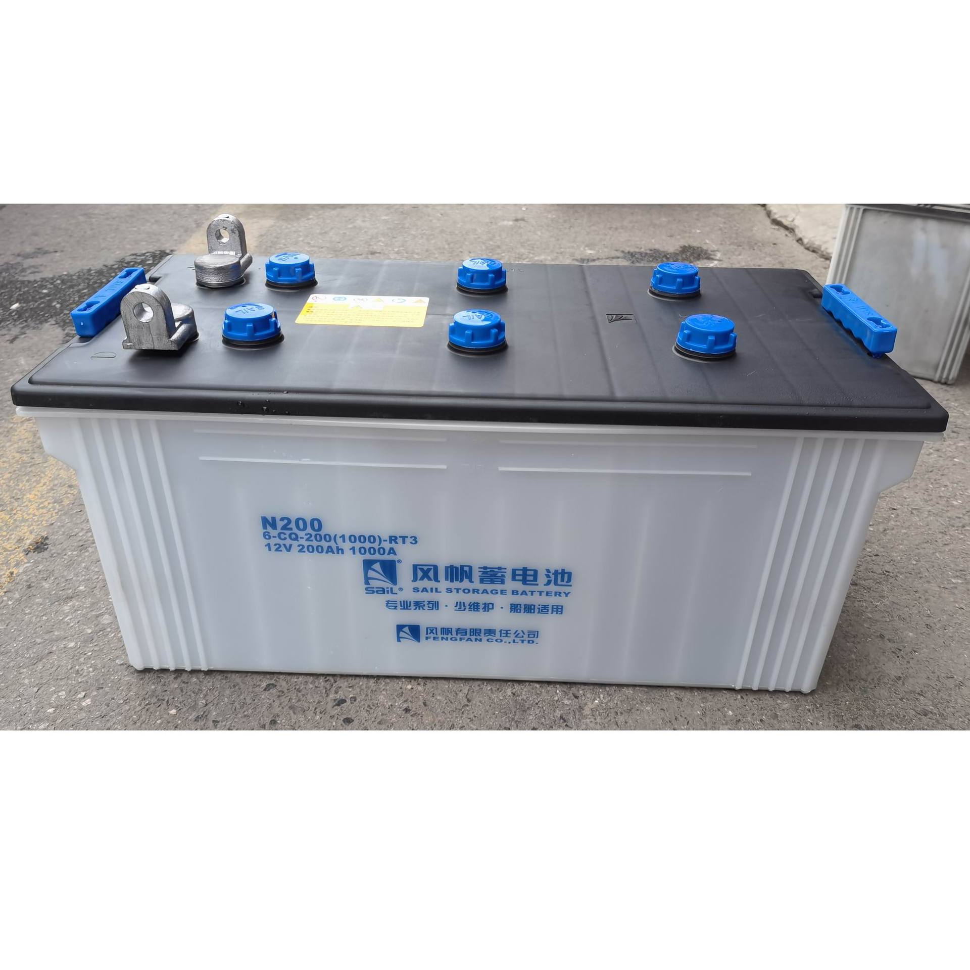 上海苏州旧换新N200风帆6-CQ-200加液型电池12V200Ah船舶启动电瓶