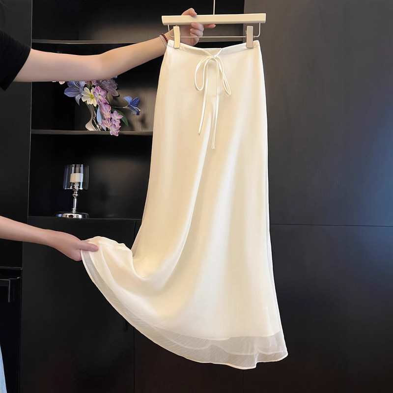 French-Style Mesh Fishtail Skirt for Women, Summer 2026 New Model, High-Waisted, Slimming, Drapey A-Line Bodycon Long Skirt