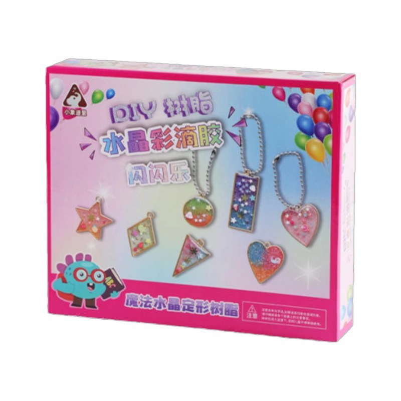 Accesorios de epoxi de cristal de bricolaje hechos a mano para niños, paquete de material, pintura de pegamento sin hornear, mochila, accesorios colgantes, juguetes de juego