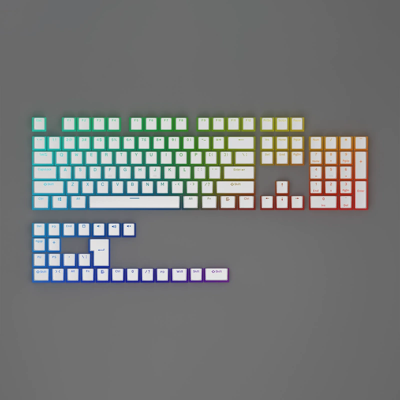 Кейкапы PBT двухслойные светящиеся цветные малый набор