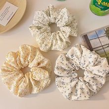 韩系蓝色小碎花大肠发圈女半扎马尾发绳新款扎头发皮筋头绳发饰品