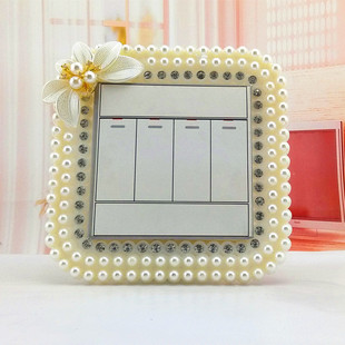 European-style creative Pearl Diamond switch cover White Rose switch sticker socket sticker wall decoration home decoration wholesale