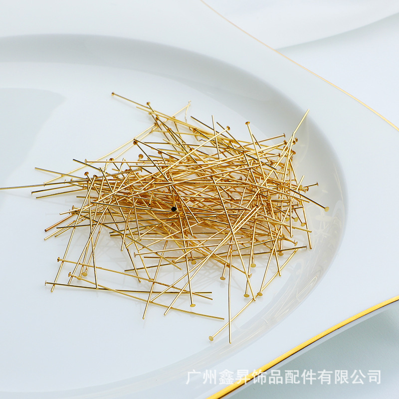 14K Pack Gold Needle Color-retaining T Needle Flat Needle Beaded Earrings Extended T Needle Handmade diy Jewelry Accessories Material