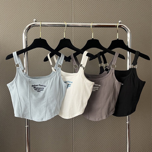 Internet Celebrant Letter Printed Sling Beautiful Back Vest Belt Chest Pad Wrap Chest Inner Spice Girl Outer Wear Base Short Top for Women