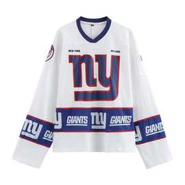 ZR女装  欧美风2025春季新品美式休闲风宽松纽约巨人队装饰 T 恤