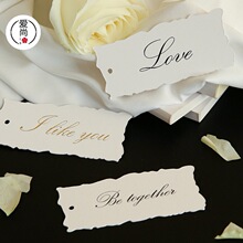 日常新款烫金简约英文贺卡法式撕边卡吊牌花束节日留言祝福卡片