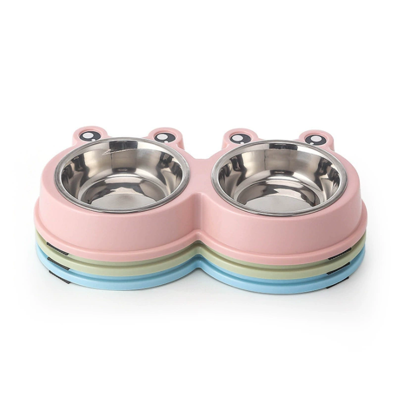 Чаша для собак из нержавеющей стали для домашних животных, мультяшный тазик для собак, тазик для кошек, двойная чаша, нескользящая миска для кошек, тазик для корма для собак, бассейн для риса