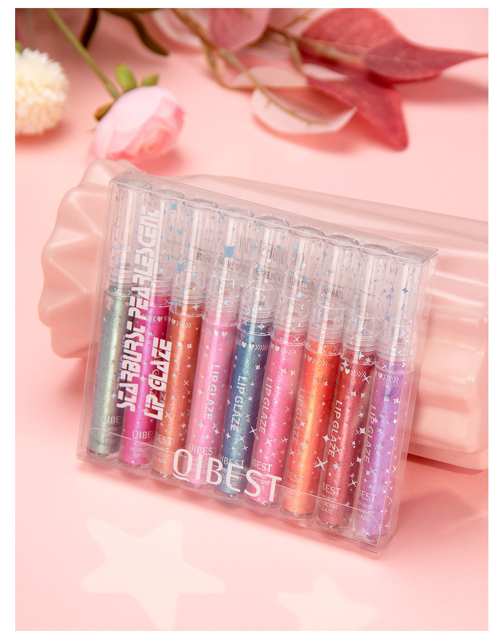 carina QIBEST Long lasting Moisturizing Human Concubine Glaze Dazzling Pearl Fine Sparkling Light Polarized Lip Color Makeup_voghion.com