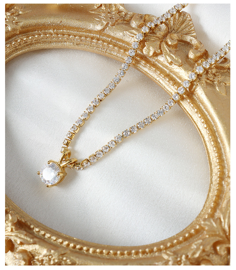 Mode Nouveau Collier En Acier Titane Zircon Plein De Diamants En Gros display picture 8