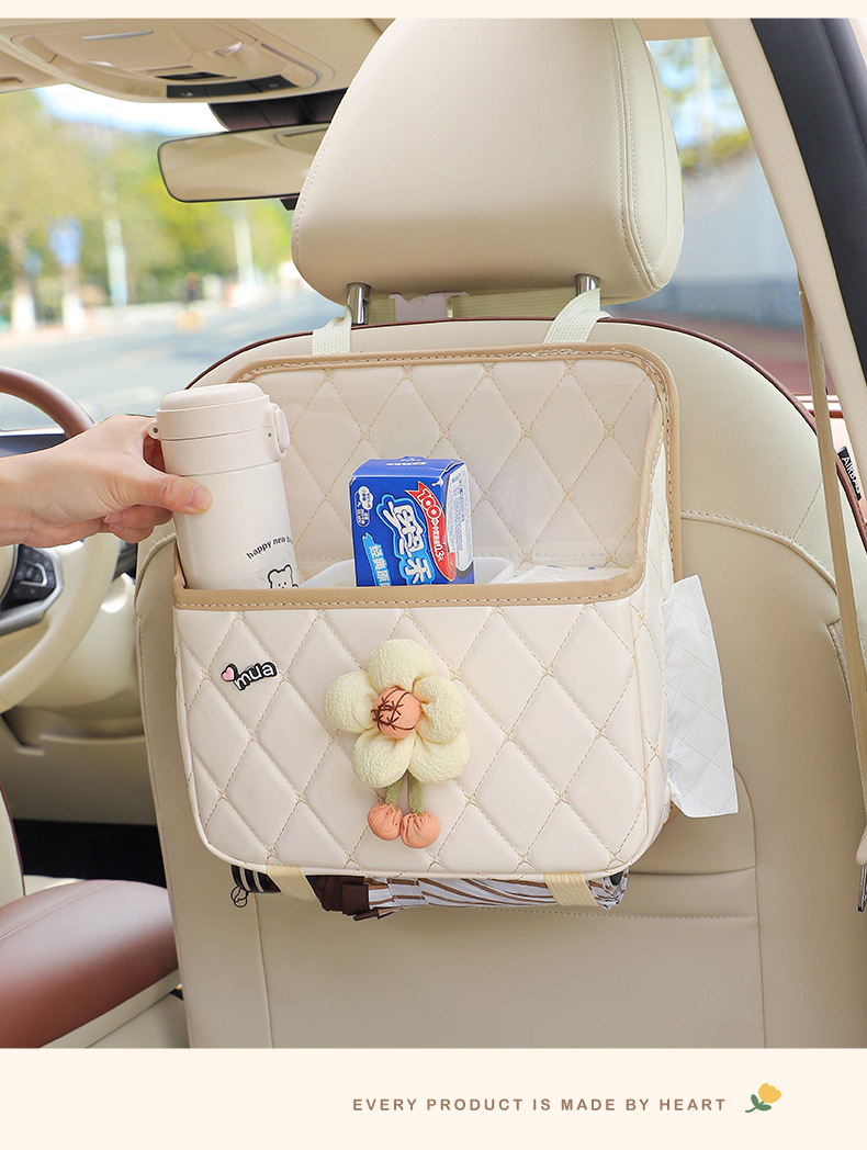Car seat back storage bag hanging cute car storage box seat back storage rack car tissue box women