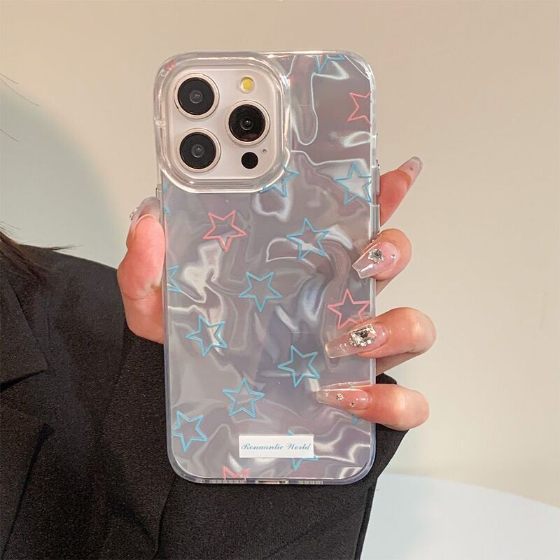 Blue Stars for Apple 15Promax Simple 13 Mobile Phone Case 14 Hard Shell 11/12 Water Ripple ins Wind 16