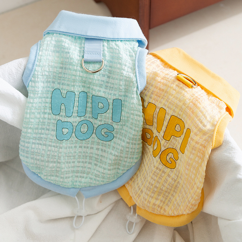 Primavera y verano perros Jacquard cuello cuadrado chaleco de dos patas para perros pequeños Teddy felinos camisetas ropa de mascotas