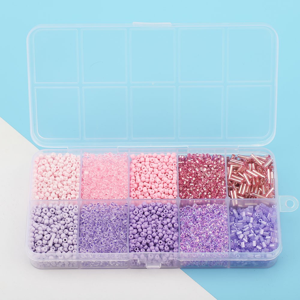 Cuentas de arroz 10 cuadrícula multicolor caja clásica de cuentas sueltas sequinilla pulsera pendientes DIY accesorios joyería al por mayor