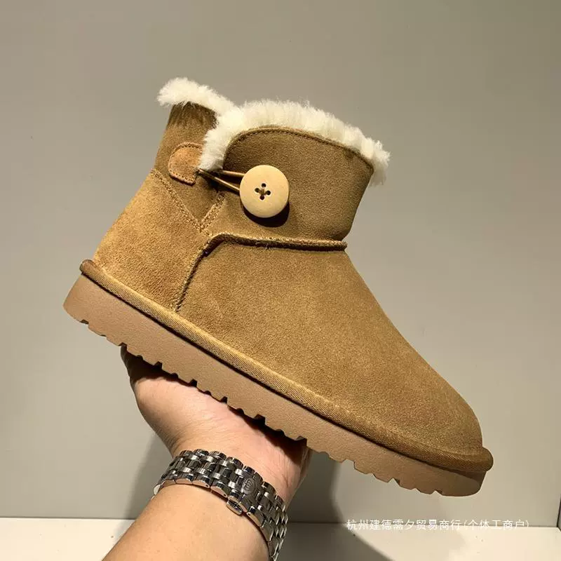 Теплые fashionable нескользящие классические ботинки на платформе, низкие сапоги, средней длины