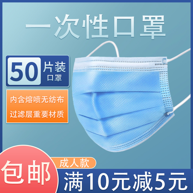 Three-layer disposable protective mask w...