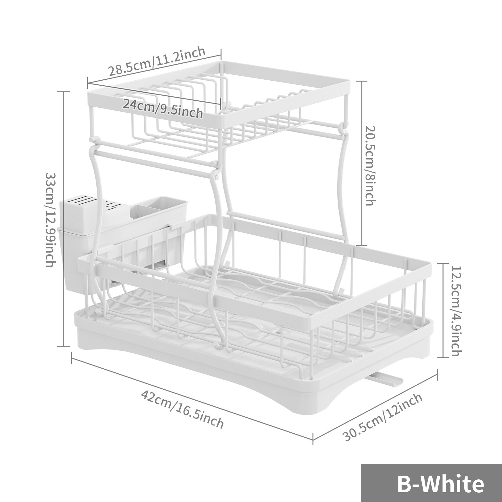 Estante de almacenamiento de platos de drenaje de agua de la encimera de cocina transfronteriza de doble capa estante de platos desmontable multifuncional estante de platos y palillos