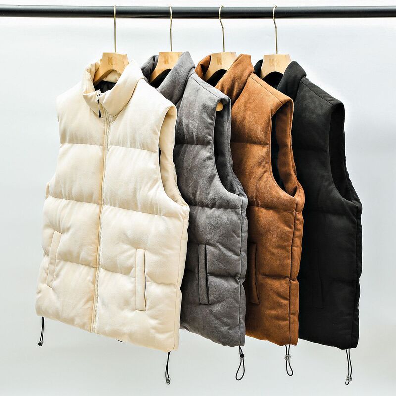 Suede Couple's Vest for Men, 2025 Spring and Autumn Style, Cold-Proof and Warm, Padded and Thickened Sleeveless Vest, Trendy Style