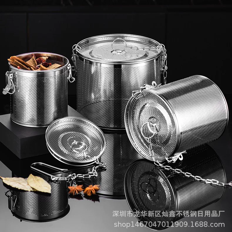 Корзина для варки тушёного мяса, галогеновая клетка для рассола, коммерческий суповый фильтр-пакет большого объёма, ведро для ароматов из нержавеющей стали