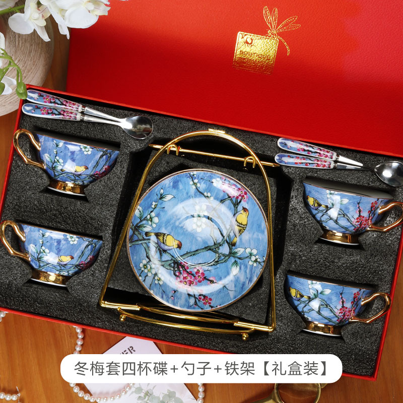 China de hueso estilo europeo taza de café traje de alta gama exquisito pequeño lujo británico tarde juego de té caja de regalo al por mayor