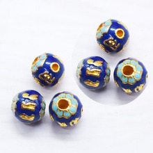 合金滴油景泰蓝三通六字真言佛头十八子中国风手串珐琅彩圆珠