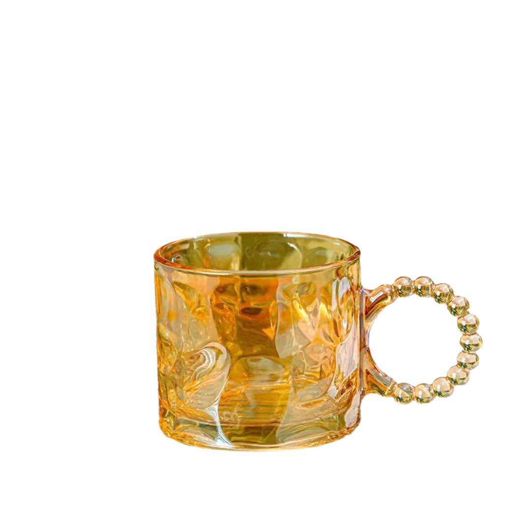 Verano nuevas orejas grandes vidrio de alto aspecto lindo mango de perla taza de jugo de oficina taza de agua