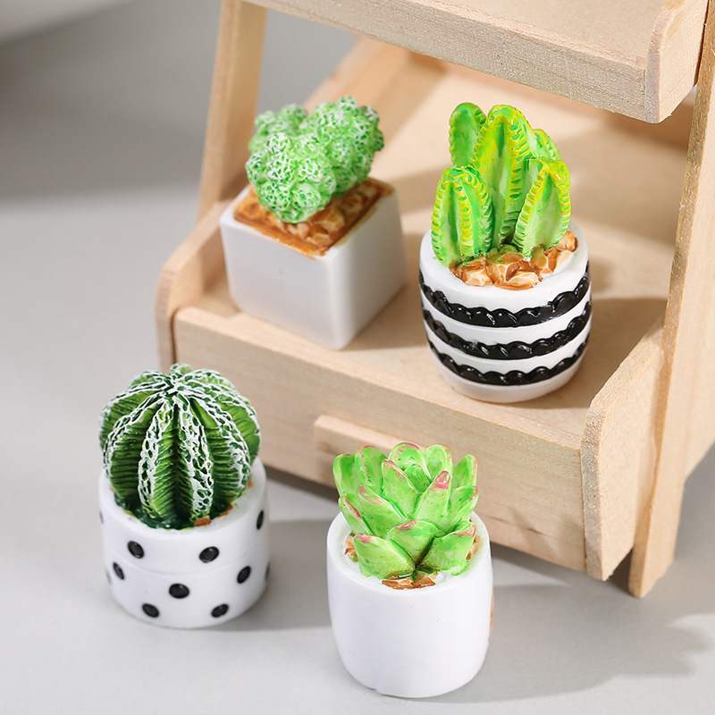 Cactus Potted Indoor Desktop Succulents Small Potted Cactus Micro Landscape Ecological Bottle DIY Ornaments