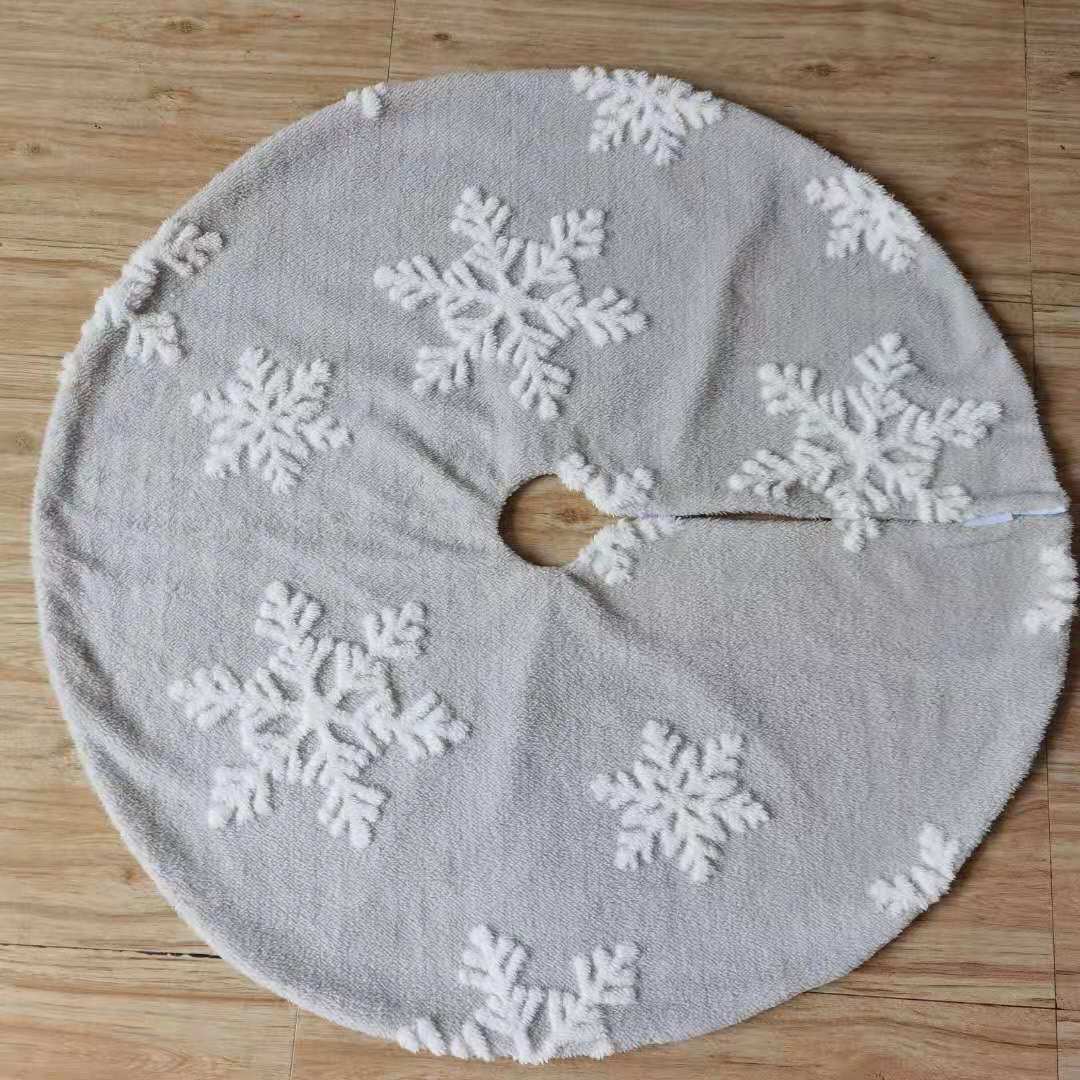 Navidad transfronteriza jacquard rojo falda de árbol de nieve de navidad gris decoración de peluche gran falda de árbol de nieve doble capa