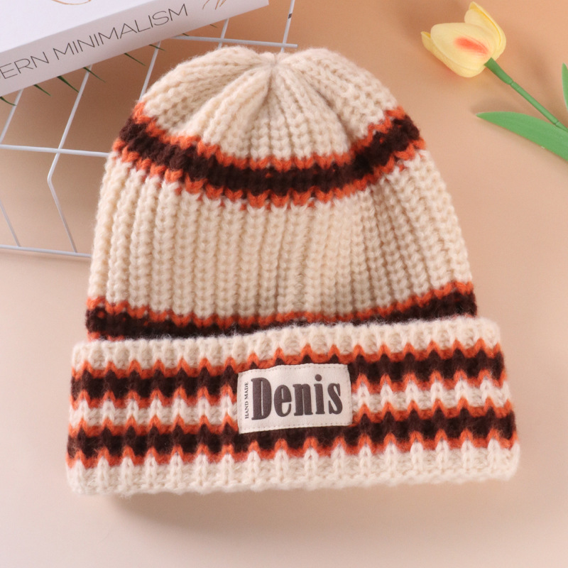 Women's Simple Style Letter Stripe Eaveless Wool Cap display picture 5