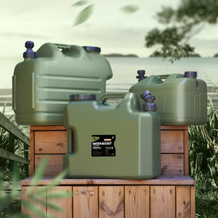 Outdoor camping water storage bucket drinking water portable with faucet household car water storage wholesale army green PE square bucket