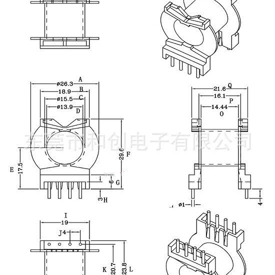 PQ3225 トランスボビン PQ3225 横型ボビン BOBBIN 4+4|undefined