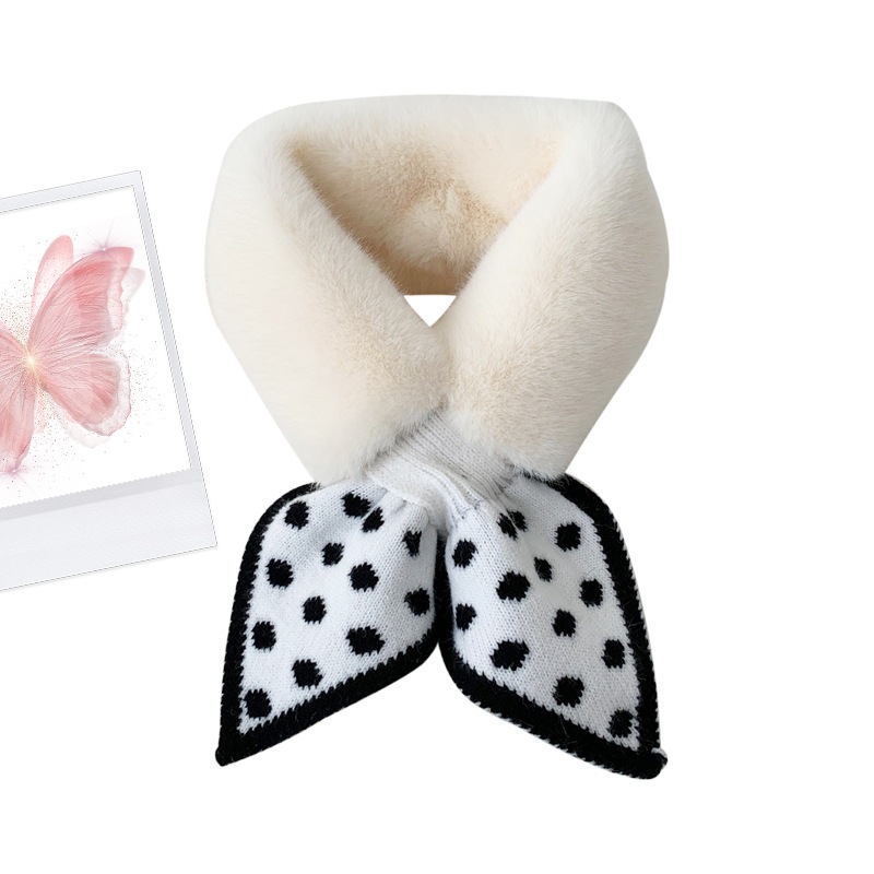 Otoño e Invierno nuevo todo-fósforo de la bufanda de felpa de punto Polka Dot bufanda de las mujeres de lana-como la felpa pequeña bufanda de moda bufanda caliente