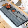 Shadow carving natural Stone Black stone tea tray household stone Tea Service Tea Tray Simplicity Kungfu Online tea set Chahai