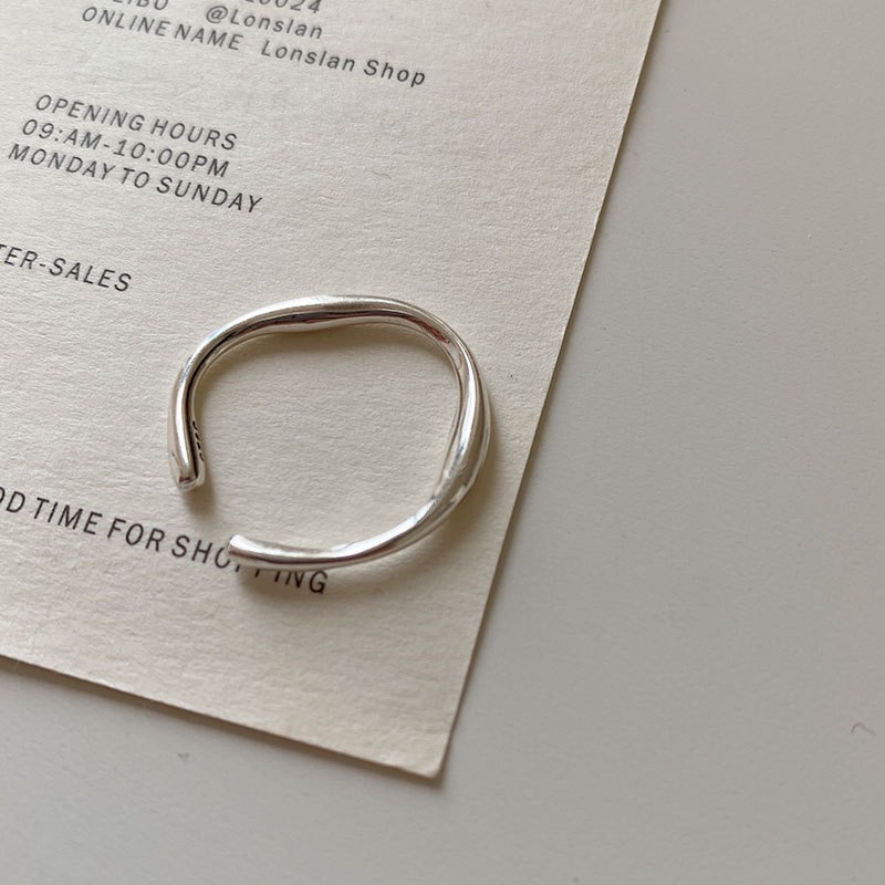 Anello aperto regolabile minimalista in argento massiccio 925_voghion.com