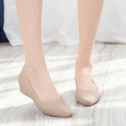 Shallow mouth Baotou sandals for women summer ins trendy outerwear Internet celebrity wedge single shoes medium heel fashion beach non-slip casual