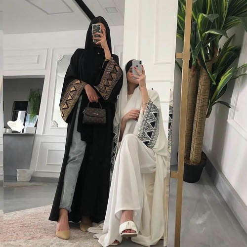 F418 E-commerce Independent Store Arabic Embroidered Floral Robe Fashion Outerwear Abaya Robe