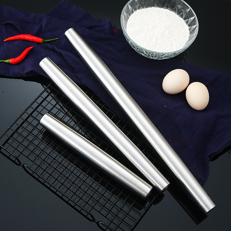 304 rodillo de acero inoxidable cocina hogar masa palo dumpling piel pizza masa palo harina palo herramienta para hornear