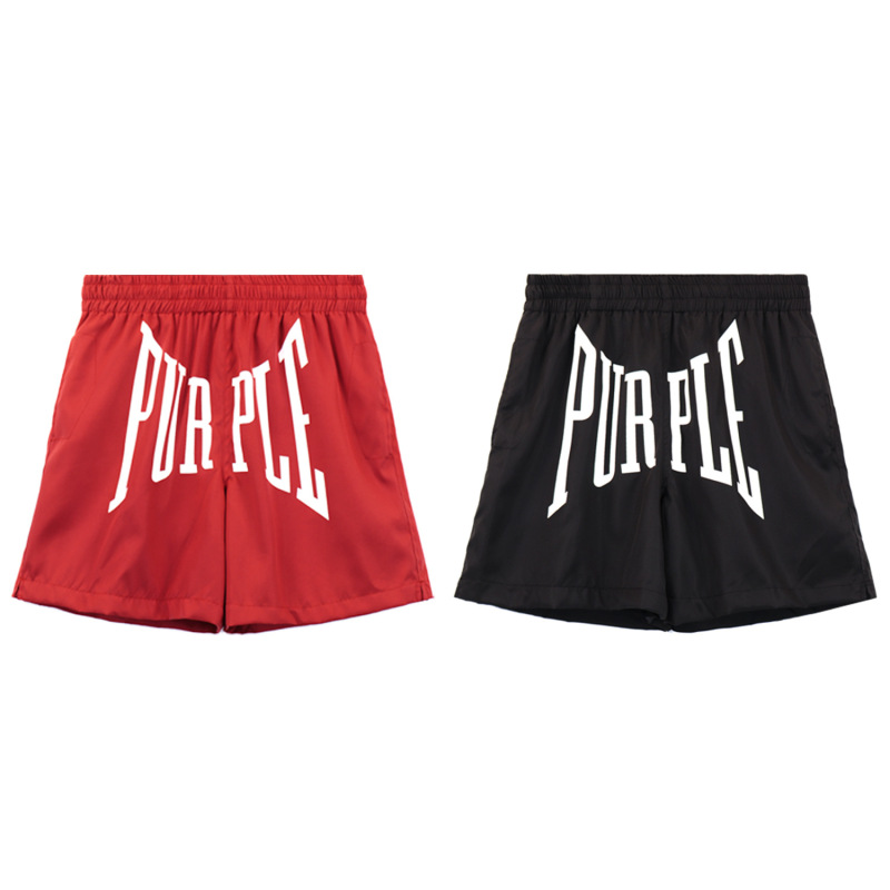 American Purple Trendy Brand Letter Printed Shorts Men's Breathable Fashion Casual Shorts Five-Point Beach Pants