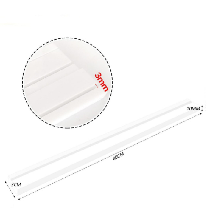흰색 40*3*1cm 단일 직선 슬롯에는 3mm 직선이 있습니다.