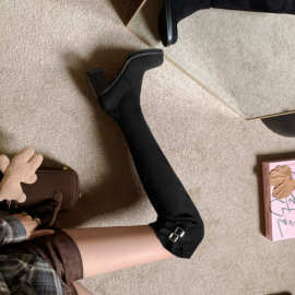 hhh女靴高跟女鞋小众轻奢2025秋冬手工复古外贸跨境