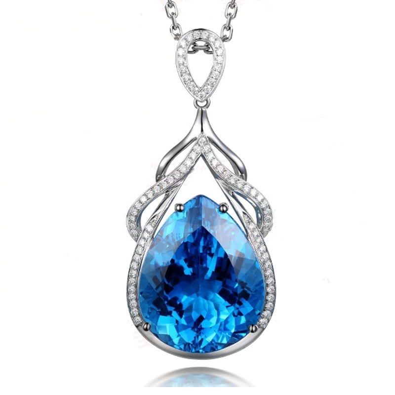 synthesized blue necklace with zircon