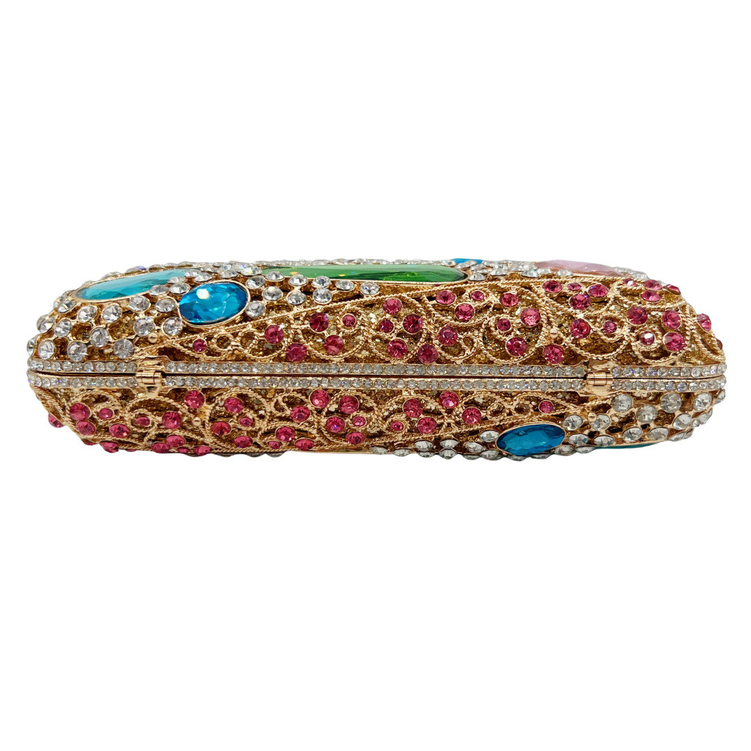 Túi clutch nữ đính đá dạ hội phong cách Châu Âu — màu vàng, màu tím, Tùy chỉnh các màu khác chi tiết 3