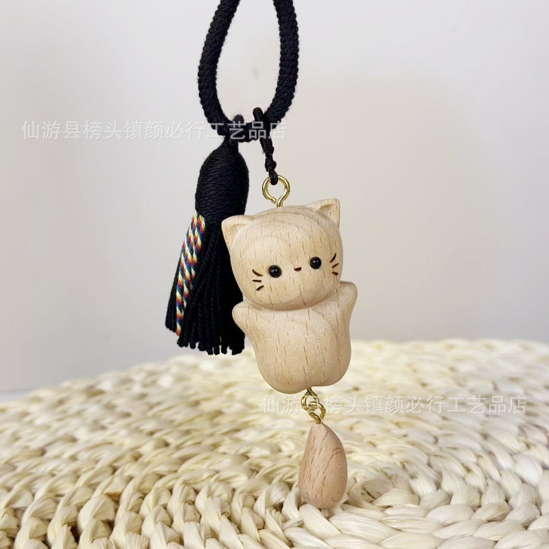 榉木可爱小猫躺平猫包包挂件吊坠猫钥匙扣治愈系喵咪流苏厂家批发|undefined