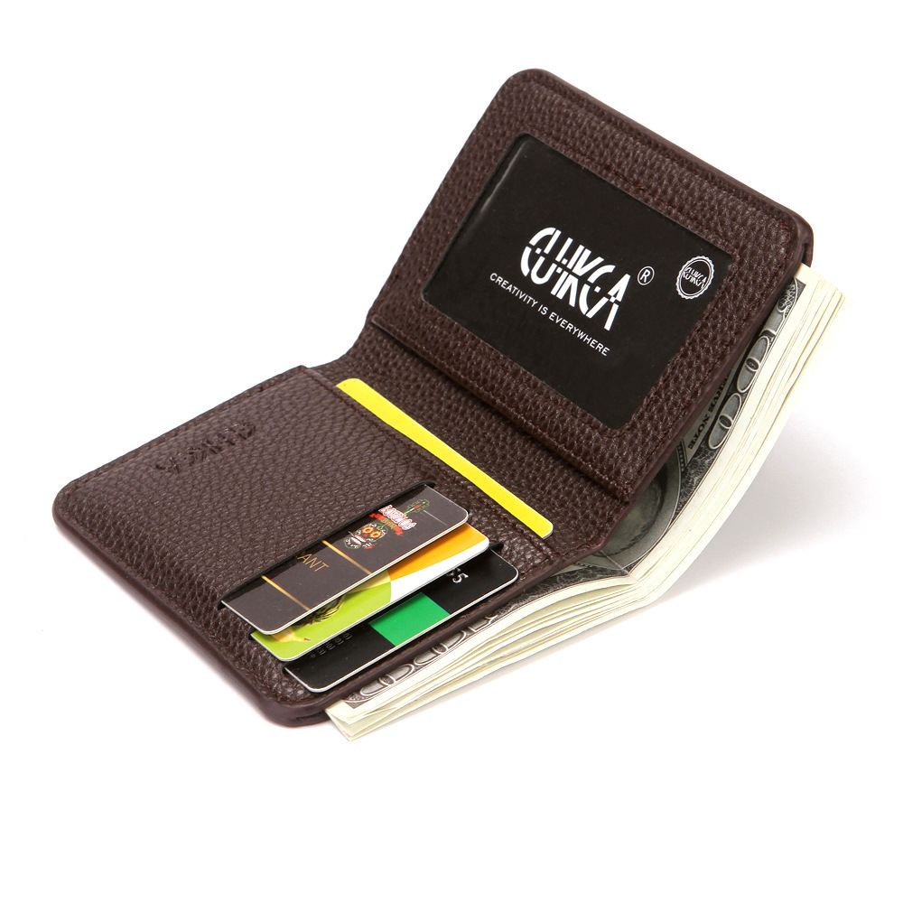 2022 New PU Men's Short Wallet ID Card Holder Litchi Pattern Portable Large Banknote Driver's License Card Holder Wholesale