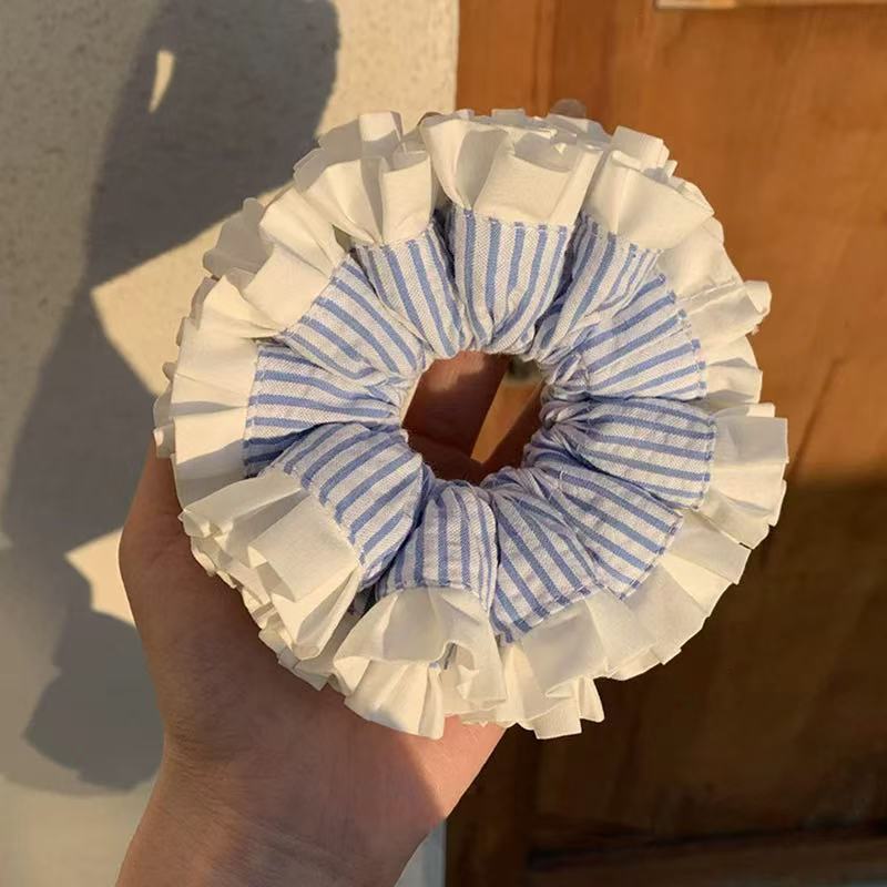 5748 세로줄무늬 흰색 테두리-파랑띠 (18cm)