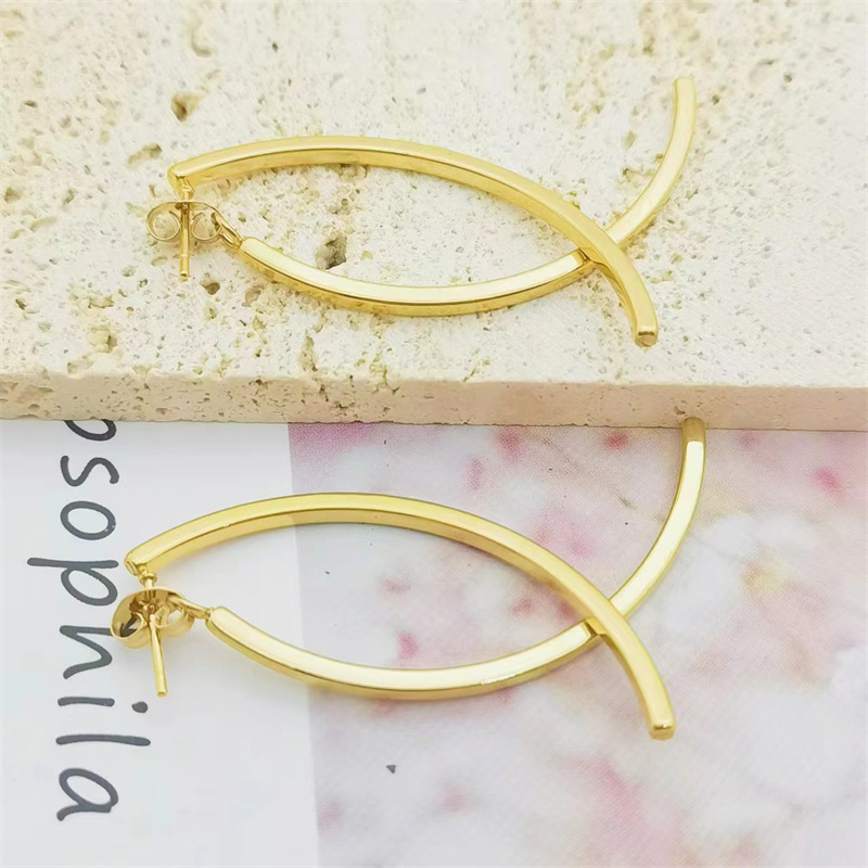 1 Pair Quantity 1 Pair Elegant Lady Fish Plating Stainless Steel Earrings