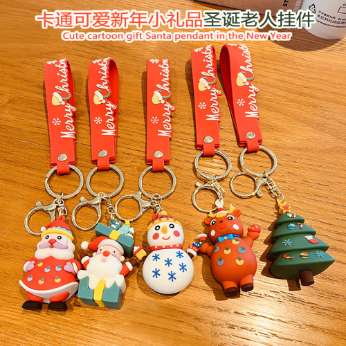 Creative cartoon cute small gift Santa Claus Christmas tree ornament Christmas car keychain accessory wholesale
