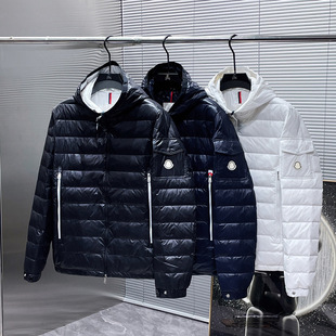 High-end Trendy Brand Men's Hooded Down Jacket White Duck Down Warm Youth Down Jacket 2023 Winter Men's Jacket